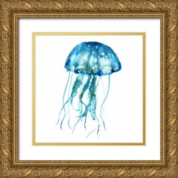 Selkirk, Edward 12x12 Gold Ornate Wood Framed with Double Matting Museum Art Print Titled - Jellyfish