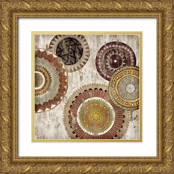 Selkirk, Edward 12x12 Gold Ornate Wood Framed with Double Matting Museum Art Print Titled - Native Circle II