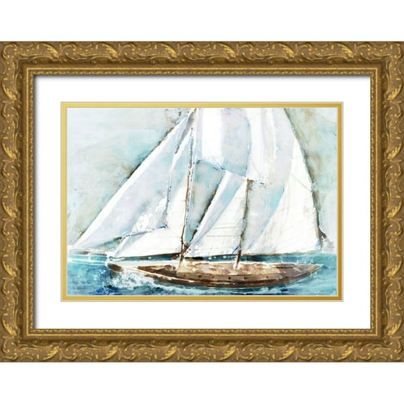 Selkirk, Edward 14x11 Gold Ornate Wood Framed with Double Matting Museum Art Print Titled - Big Bad Sailboat