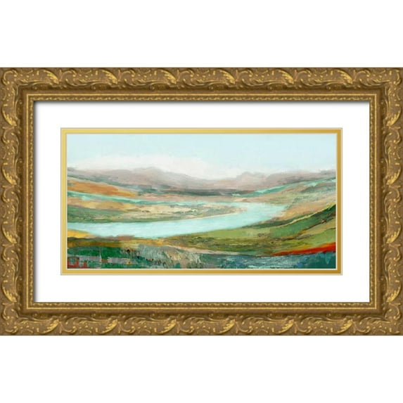 Selkirk, Edward 14x9 Gold Ornate Wood Framed with Double Matting Museum Art Print Titled - Aerial Landscape