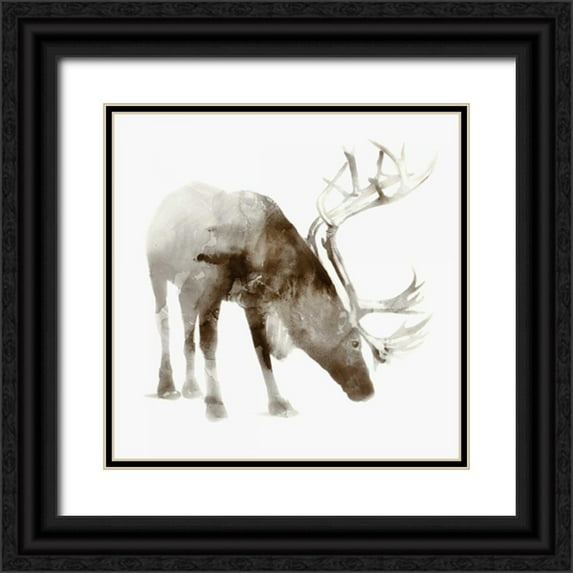 Selkirk, Edward 15x15 Black Ornate Wood Framed with Double Matting Museum Art Print Titled - Caribou