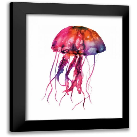 Selkirk, Edward 20x23 Black Modern Framed Museum Art Print Titled - Multicolored Jellyfish