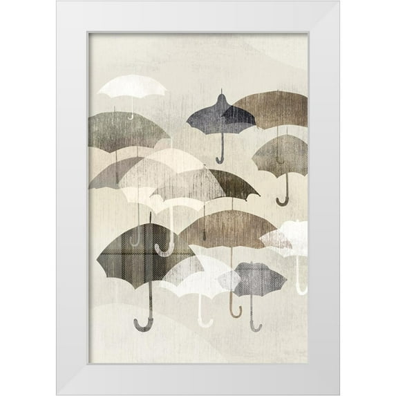 Selkirk, Edward 23x32 White Modern Wood Framed Museum Art Print Titled - Umbrella Rain I