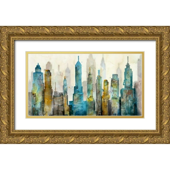 Selkirk, Edward 24x15 Gold Ornate Wood Framed with Double Matting Museum Art Print Titled - City Sky