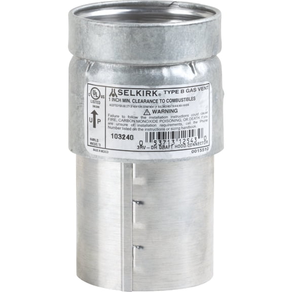 Selkirk Sport Draft Hood Connector 3RV-DH - 3 Inch RV Vent Adapter - Size 3 Residential Use, Standard Application