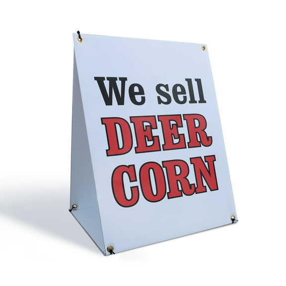 We Sell Deer Corn Sidewalk Sign 18 Inch x 24 Inch A-Frame Images On Both Sides | Hunting Supplies, Outdoor Products, Professional Display | Made in USA