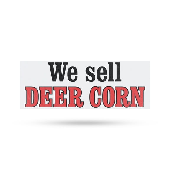 We Sell Deer Corn Vinyl Decal 12 Inch x 5 Inch Weatherproof Heavy-Duty Adhesive Backing | Hunting Supplies, Outdoor Products, Professional Display | Made in USA