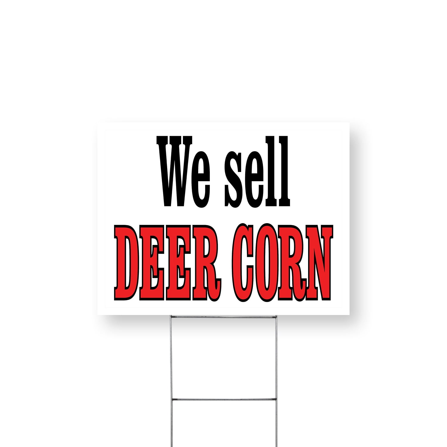 We Sell Deer Corn Yard Sign 12 Inch x 16 Inch Single Sided Weatherproof Heavy-Duty Plastic with Stake | Hunting Supplies, Outdoor Products, Professional Display | Made in USA