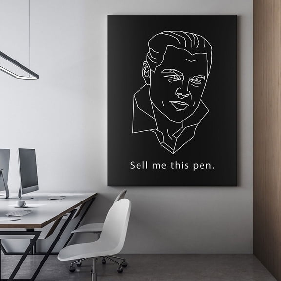 Sell Me This Pen Wall Art Office Decor Poster, Wolf Of Wall Street Poster, Motivational Belfort Sign Quote, Leonardo Artwork Home Decor, 24x36 UNFRAMED