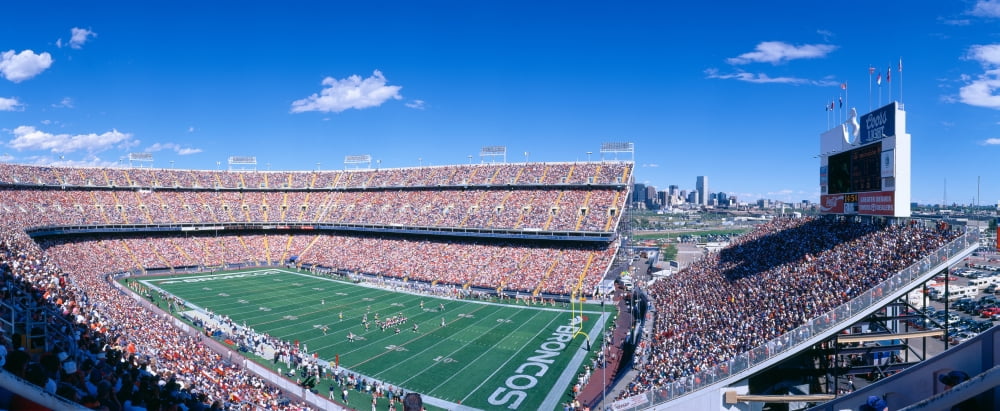 Sell-out crowd at Mile High Stadium Broncos v Rams Denver Colorado Canvas Art - Panoramic Images (27 x 9)