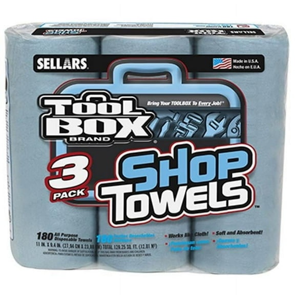 Sellars 5448301 Blue Shop Towel, Pack 3