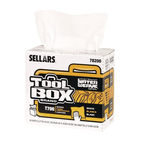 1-Ply 8.27 x 16.5 TOOLBOX WaterWeave T700 Wipers - White (8/Carton)