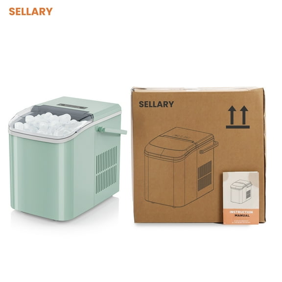Sellary Portable Countertop Ice Maker, with Handle and Ice Scoop, Green