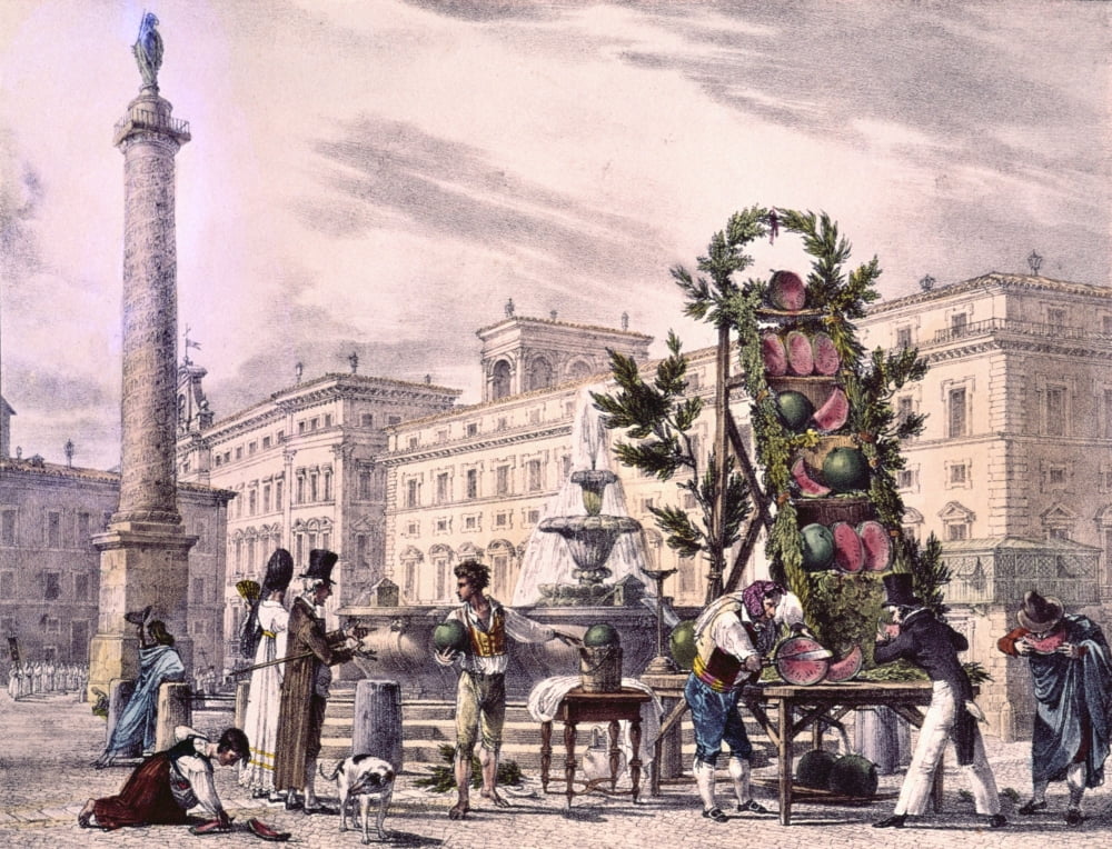Sellers Of Cucumbers In Colonna Square Canvas Art - (36 x 24)