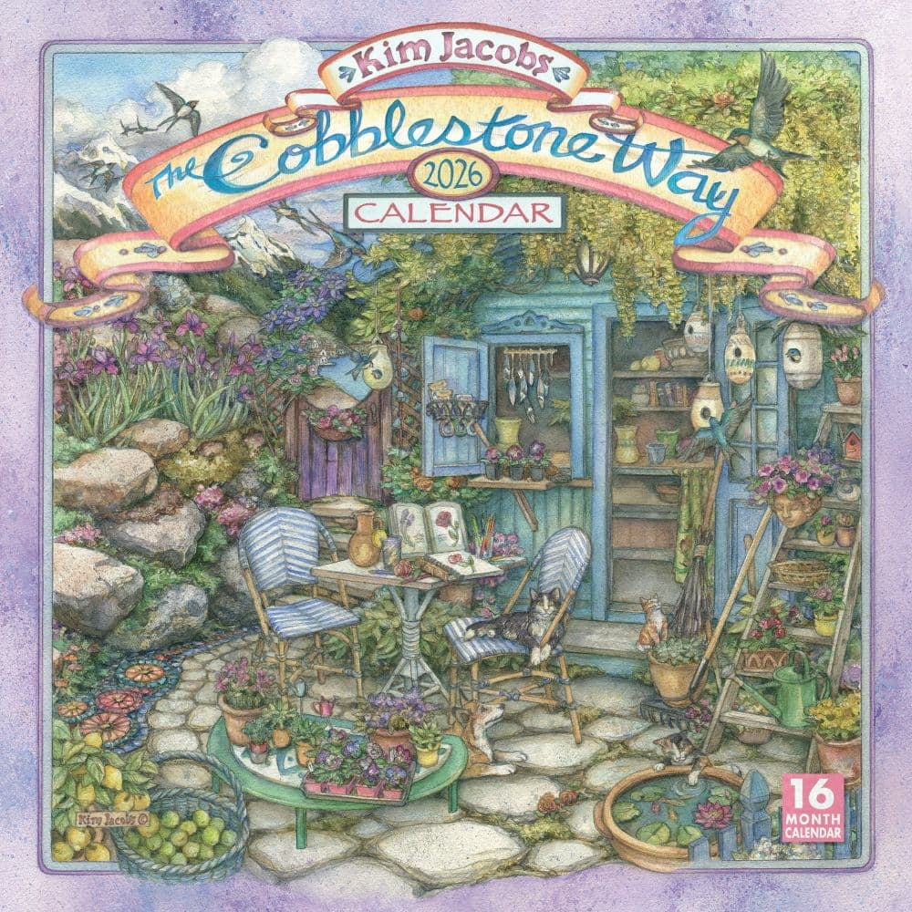 Sellers Publishing, Cobblestone Way by Kim Jacobs 2026 Wall Calendar, 12'' X 12'', 16-Month Calendar with Stapled Binding