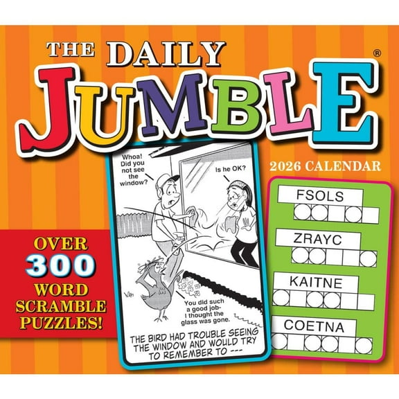 Sellers Publishing, Daily Jumble 2026 Desk Calendar, 5.9'' X 5.2'', Daily Calendar with Adhesive Binding