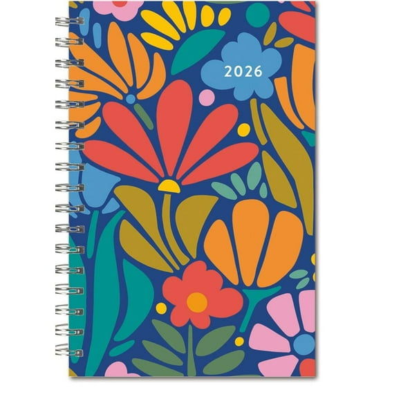 Sellers Publishing, Designer Folksy Florals Weekly 2026 Planner, 5.88'' X 9'', 16-Month Calendar with Stapled Binding