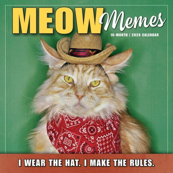 Sellers Publishing, Meow Memes 2026 Wall Calendar, 12'' X 12'', 16-Month Calendar with Stapled Binding