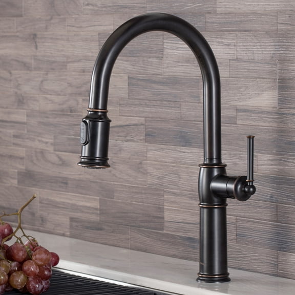 Sellette Traditional Single Handle Pull-Down Kitchen Faucet and Deck Plate in Oil Rubbed Bronze