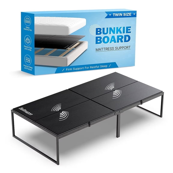 Sellmazon Bunkie Board Twin Size (38x75''), Heavy Duty 10mm Bed Boards for Slatted Frame, Sleeper Sofa Support Board to Stop Sagging Mattress, Breathable, Noise Minimizing, Moisture Resistant, Black