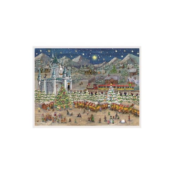Sellmer Advent Calender - Christmas Market at Neuschwanstein with Envelope - 11 x 15 x 0.1 in.