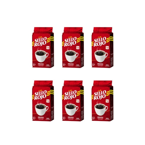 Sello Rojo Premium, Low Acidity, Medium Roast, 100% Colombian Coffee, 16 oz, Pack of 6