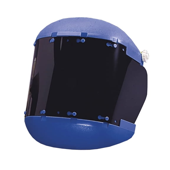 Sellstrom Dual Crown Safety Face Shield with Ratchet Headgear, Shade 5 IR Tint, Uncoated, Blue, S38150 CA3