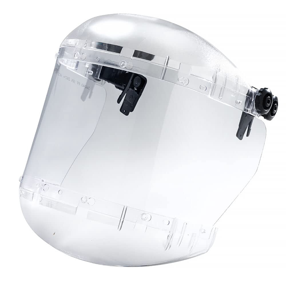 Sellstrom Dual Crown Safety Face Shield with Universal Hard Hat Slot Adapter (Hard Hat Not Included), Clear Tint, Anti-Fog Coating, Clear, S38540