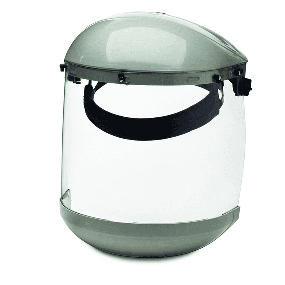 Sellstrom Face Shield - 303 Series - 8" x 15.5" x 0.40" Window - Clear - Ratcheting Headgear - Dual Crown