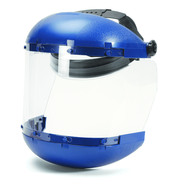 Sellstrom Face Shield - 380 Series - 6.5" x 19.5" x 0.040" Window - Clear - Ratcheting Headgear - Dual Crown