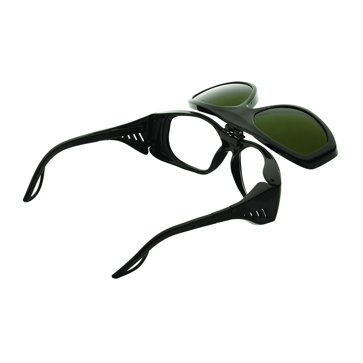 Sellstrom Safety Glasses - X35 Series - Clear Lens -Black Frame - Hard Coated - With Shade 5 IR Flip Lens