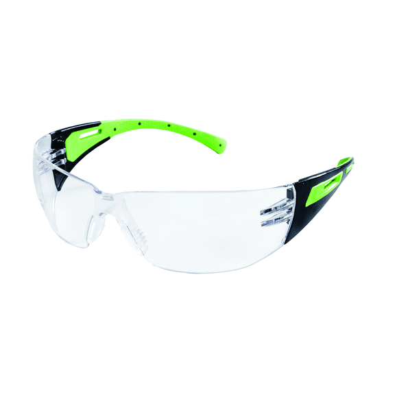 Sellstrom Safety Glasses - XM300 Series - Clear Lens - Black/Green Frame - Hard Coated