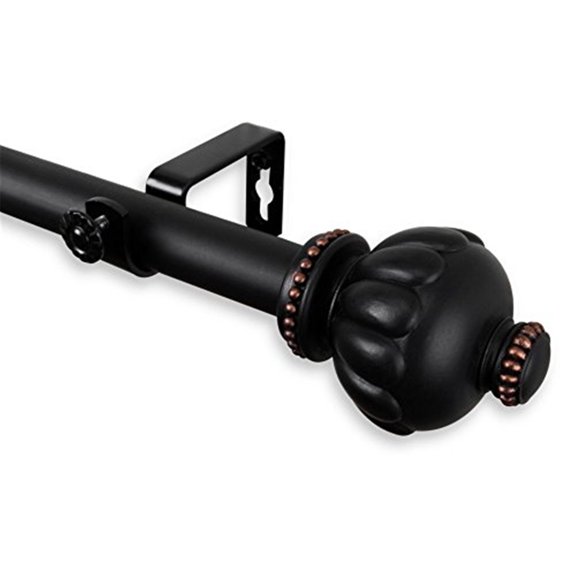 Selma 1" Curtain Rod-Color:Black,Size:28-48"