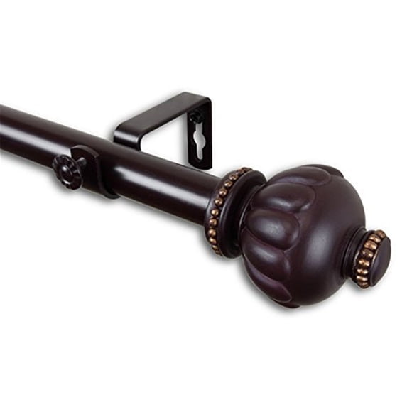 Selma 1" Curtain Rod-Color:Mahogany,Size:120-170"