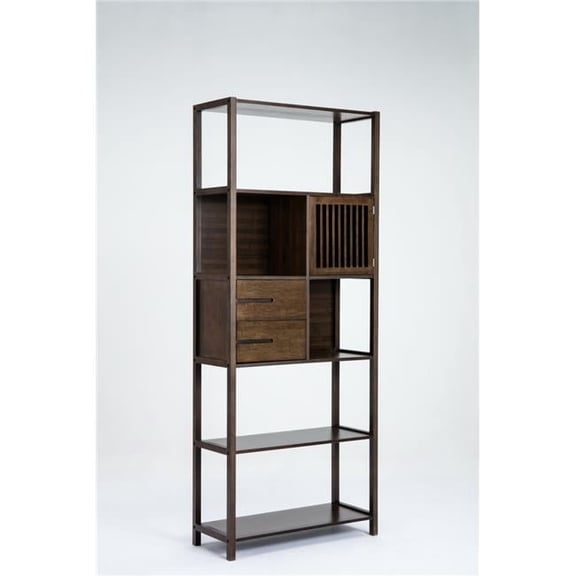 Selma Bamboo Bookcase - Cappuccino - Right Facing - Stylish Storage Solution
