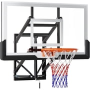 Selooye 54 Inch Wall Mounted Basketball Backboard, Adjustable-Height Backboard and Rim Combo, Outdoor Wall Mount Basketball Hoop Fit Most Slanting Roofs