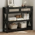 thumbnail image 1 of Selooye Console Table with 2 Rattan Drawers, Entryway Table with 3-Tier Storage Shelves, Narrow Long Sofa Table for Entryway, Hallway, Foyer and Living Room, Black, 1 of 8