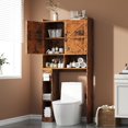 thumbnail image 1 of Selooye Over The Toilet Storage Cabinet, 32'' Farmhouse Storage Cabinet Over Toilet with 2 Barn Door, Toilet Paper Holder Stand and Adjustable Shelves, Toilet Rack for Bathroom, Restroom, Laundry, 1 of 9