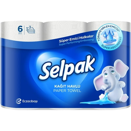 Selpak Imported Paper Towel Kitchen Roll 3Ply - 6 Rolls