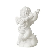 Selrti 2 Pcs Mini Cupid Figurine, Small Resin Cherubs Playing Musical Instrument Statue, Miniature Decorative White Angel Ornament for Home, Office and Tabletop Decor