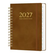 Selrti 2027 A5 Spiral Planner Notebook, 365 Day Weekly Schedule Calendar with Elastic Band, 140 Page Thick Paper Organizer for Work Study