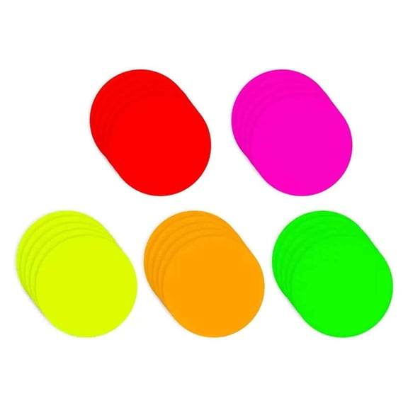 Selrti 25 Pcs Neon Cardstock Double-Sided Fluorescent Color Neon Cardstock Paper Glow in The Dark Stickers for Dance Floor 90s Party Decoration