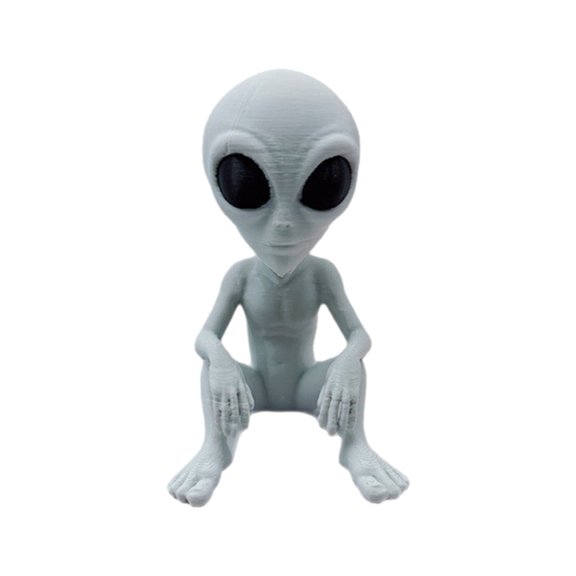 Selrti 3D Printed Alien Statue, Sci-Fi UFO Alien Sculpture, Funny Sitting Alien Figurine, Creative Ornament for Home, Office, Desktop, Shelf, Workstation and Coffee Table
