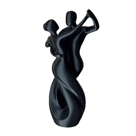 Selrti 3D Printing Art Ornament, Matte Black Dancing Couple Model, Abstract Tango Dance Statue with Stable Base Figurine for Home Decor
