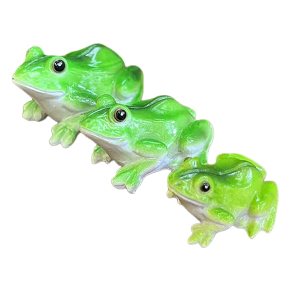 Selrti 3Pcs Miniature Frog Figurines Plant Decorations Realistic Looking Weather-Resistant Adorable Frog Statues Garden Decor
