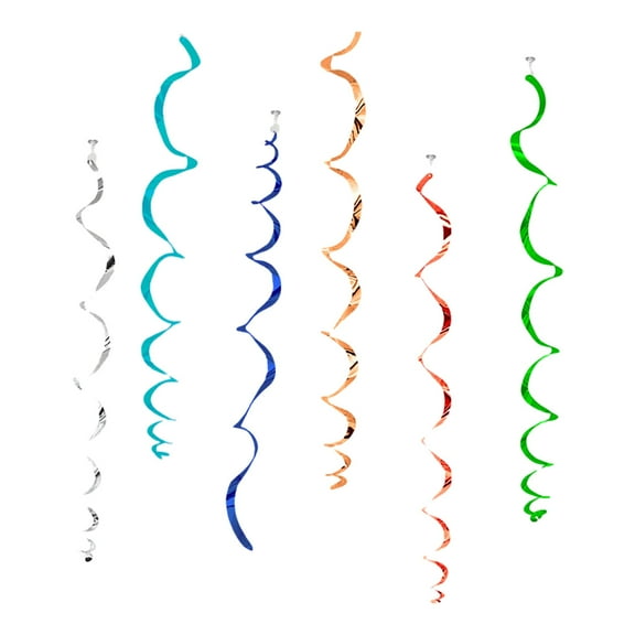 Selrti 6 Pcs Colorful Ceiling Swirl Foil Decorations Plastic Hanging Spiral Streamers for Wedding Birthday Graduation New Year Party Decoration