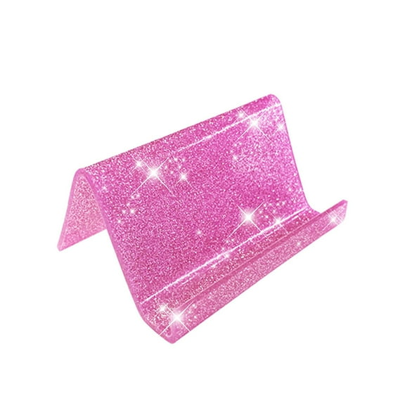 Selrti Acrylic Business Card Holder for Desk Sequin Glitter Desktop Name Card Organizer Stand for Home Office