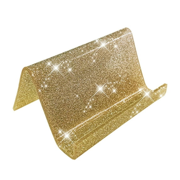Selrti Acrylic Business Card Holder for Desk Sequin Glitter Desktop Name Card Organizer Stand for Home Office