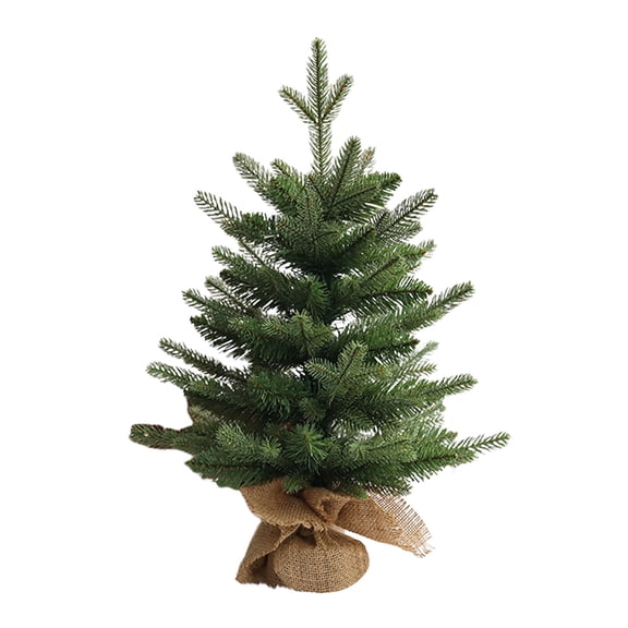 Selrti Artificial Mini Christmas Tree Small Xmas Pine Tree with Burlap Base Tabletop Green/Snow Flocked Christmas Tree for Indoor Table Centerpiece