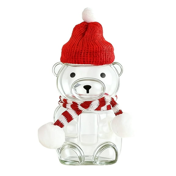 Selrti Bear Themed Drink Bottle Cute Tumbler for Tea And Iced Coffee Portable Cold Cup with Lid Birthdays Christmas Gift for Kids & Teens